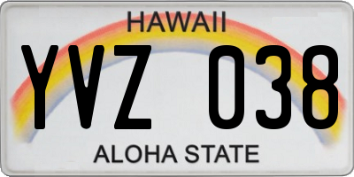 HI license plate YVZ038