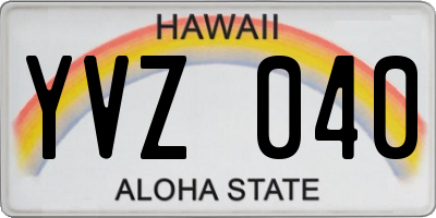 HI license plate YVZ040