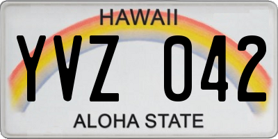 HI license plate YVZ042