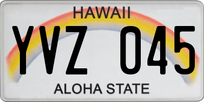 HI license plate YVZ045