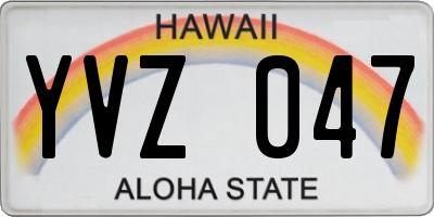 HI license plate YVZ047