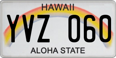 HI license plate YVZ060