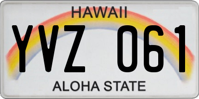 HI license plate YVZ061
