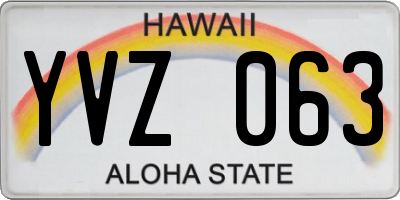 HI license plate YVZ063