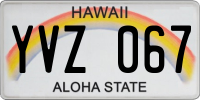 HI license plate YVZ067