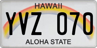 HI license plate YVZ070