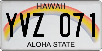HI license plate YVZ071