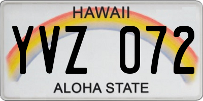 HI license plate YVZ072