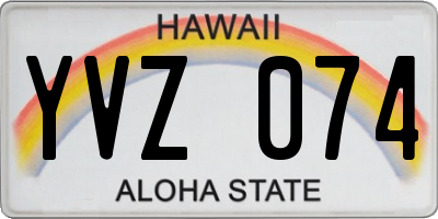 HI license plate YVZ074