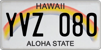 HI license plate YVZ080