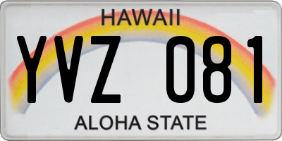 HI license plate YVZ081