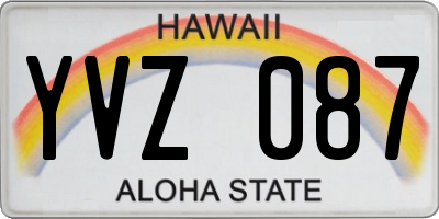 HI license plate YVZ087