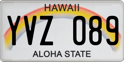 HI license plate YVZ089