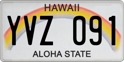 HI license plate YVZ091