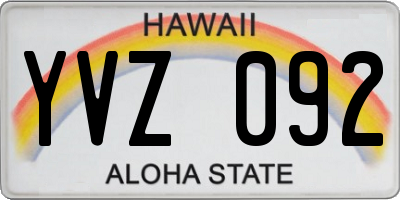 HI license plate YVZ092