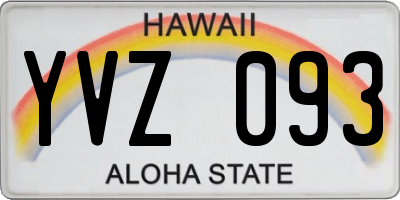 HI license plate YVZ093