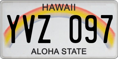 HI license plate YVZ097