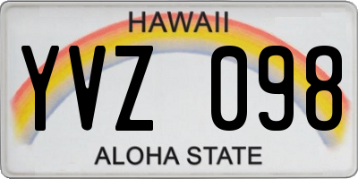 HI license plate YVZ098