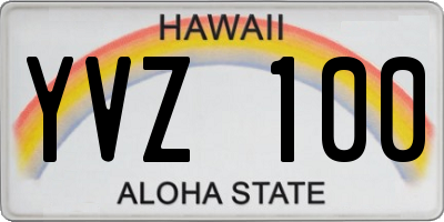 HI license plate YVZ100