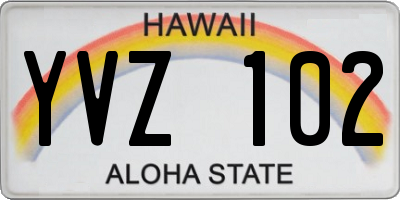 HI license plate YVZ102