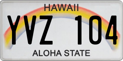 HI license plate YVZ104