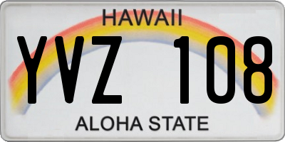 HI license plate YVZ108