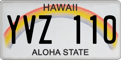 HI license plate YVZ110