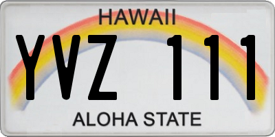 HI license plate YVZ111