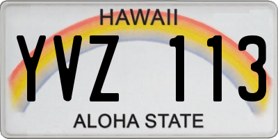 HI license plate YVZ113