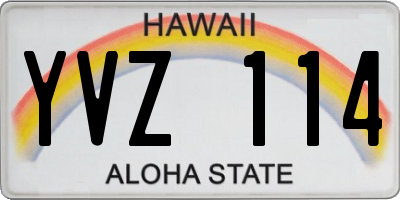 HI license plate YVZ114