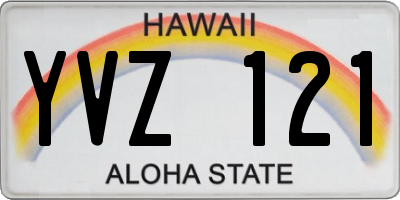 HI license plate YVZ121