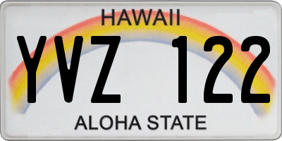 HI license plate YVZ122