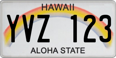 HI license plate YVZ123