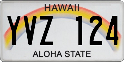 HI license plate YVZ124