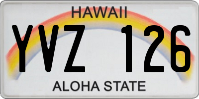 HI license plate YVZ126