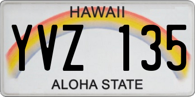 HI license plate YVZ135
