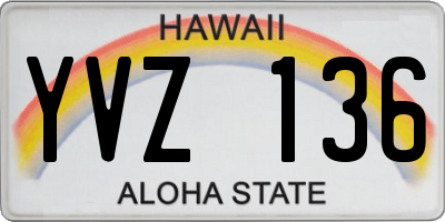 HI license plate YVZ136