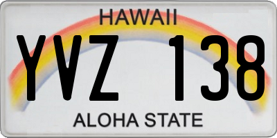 HI license plate YVZ138