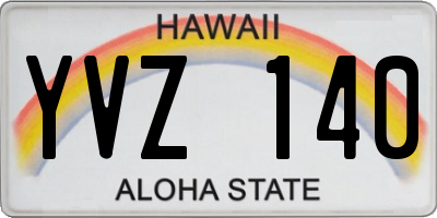 HI license plate YVZ140