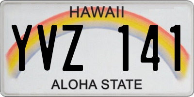 HI license plate YVZ141