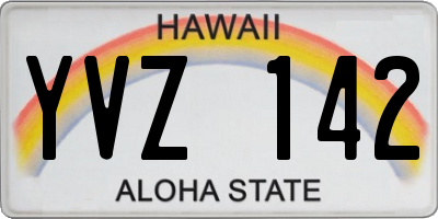 HI license plate YVZ142
