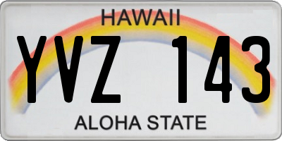 HI license plate YVZ143