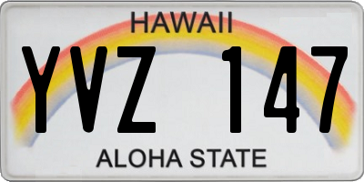 HI license plate YVZ147