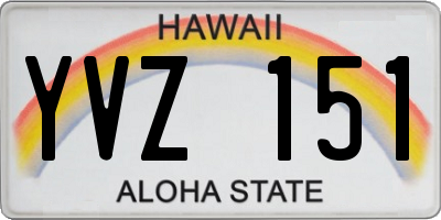 HI license plate YVZ151