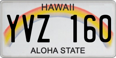 HI license plate YVZ160