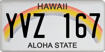 HI license plate YVZ167