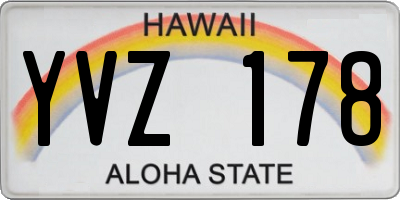 HI license plate YVZ178
