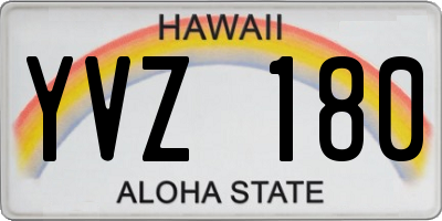 HI license plate YVZ180