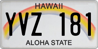 HI license plate YVZ181