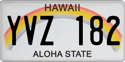 HI license plate YVZ182